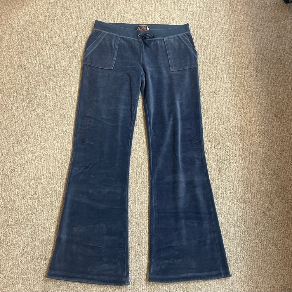 Juicy Couture Women's Track Pants Large Blue Snap Pocket